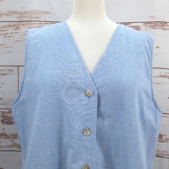 Vintage Pendleton Sophisticates Button Up Jumper Dress Blue Chambray Size 12 - Picture 2 of 6